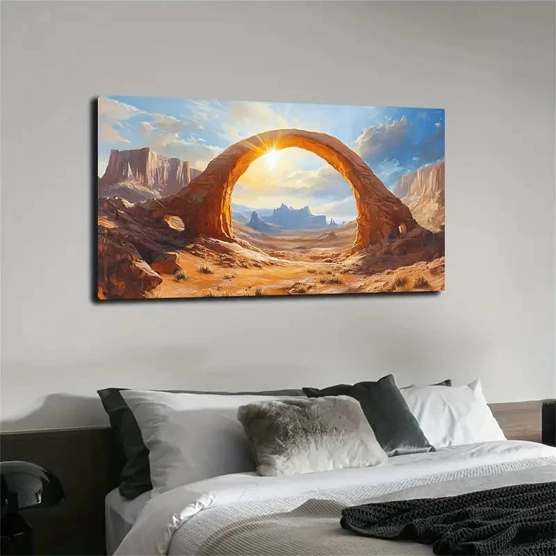 Artistic Flair Desert Oasis Wall Art Canvas Office Home Room Framed 120x60cm