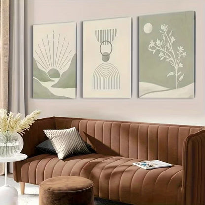 3pcs Sage Green Abstract Wall Art Set Canvas Framed 60x90cm High Quality Print 100% Australian Made Wall Canvas Ready to Hang