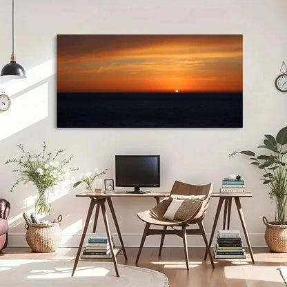 Serene Sunset Seascape Wall Art Canvas Office Home Room Framed 120x60cm