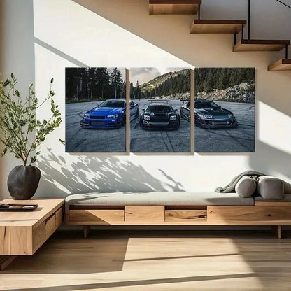 3pcs Modern Vehicle Sports Car & Supercar Wall Art Set Canvas Framed 50x70cm - High Quality Print 100% Australian Made Wall Canvas Ready to Hang