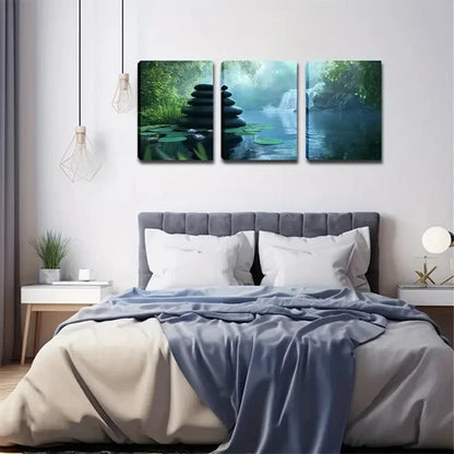 3pcs Waterfall Water Figurative Style Wall Art Set Canvas Unframed - High Quality Print 100% Australian Made Wall Canvas