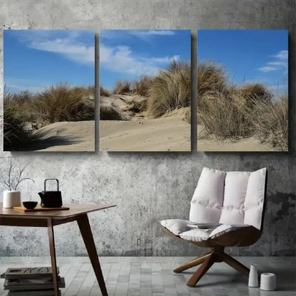3pcs Coastal Sand Dunes Minimalist Desert Metal Print Ready to Hang Art - Bella Home Decor