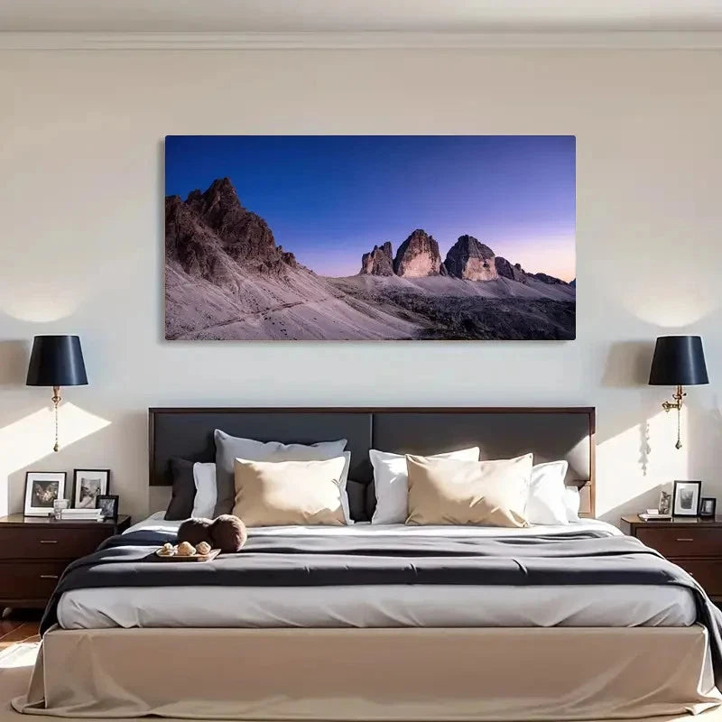 Mountain & Blue Sky Panorama Wall Art Canvas Office Home Room Framed 120x60cm