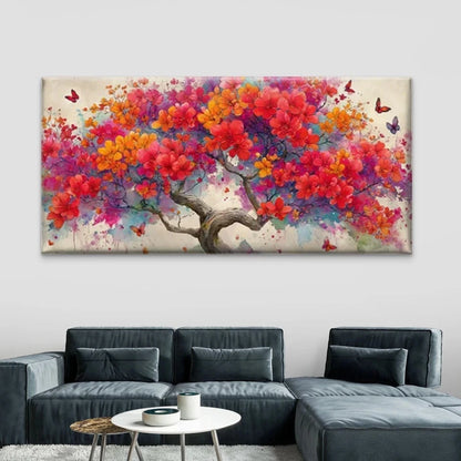 Watercolor Floral & Butterfly Wall Art Canvas Office Home Room Framed 120x60cm