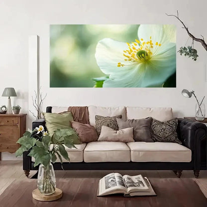 Large White & Golden Floral Wall Art Canvas Office Home Room Framed 120x60cm