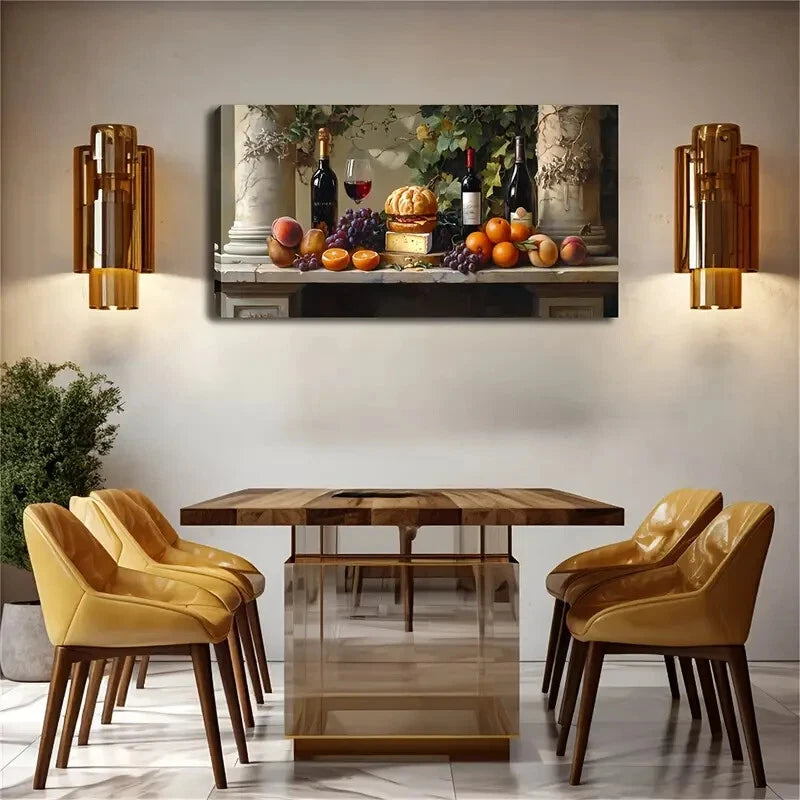 Food Beverage Still Life Stone Wall Art Canvas Office Home Room Framed 120x60cm - Bella Home Decor