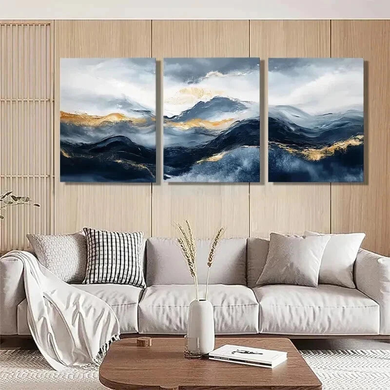3pcs Abstract Mountain Landscape Texture Perfect Wall Art Set Canvas Framed 50x70cm - High Quality Print 100% Australian Made Wall Canvas Ready to Hang