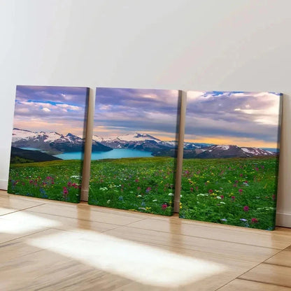 3pcs Vibrant Mountain & Meadow Landscape Wall Art Set Canvas Framed 60x90cm - High Quality Print 100% Australian Made Wall Canvas Ready to Hang