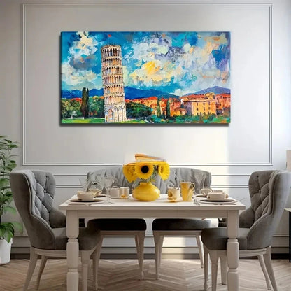 Famous Building Leaning Tower Wall Art Canvas Office Home Room Framed 120x60cm