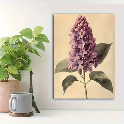 Beautiful Antique Purple Lilac Flower Painting 40x60cm Metal Print Ready to Hang