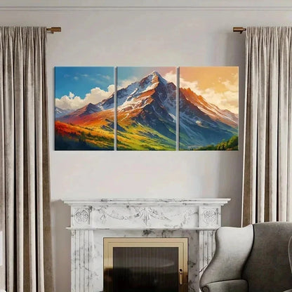 3pcs Anime Style Snowy Mountains Vintage Wall Art Set Canvas Framed 50x70cm - High Quality Print 100% Australian Made Wall Canvas Ready to Hang - Bella Home Decor