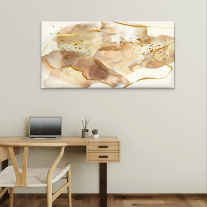 Neutral Abstract Beige Wash Modern Wall Art Canvas Office Home Framed 120x60cm