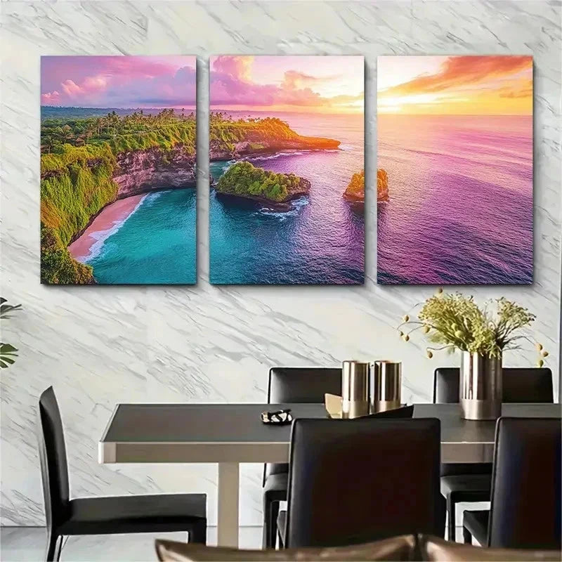 3pcs Bali Travel Nature Landscape Perfect Wall Art Set Canvas Framed 50x70cm - High Quality Print 100% Australian Made Wall Canvas Ready to Hang - Bella Home Decor