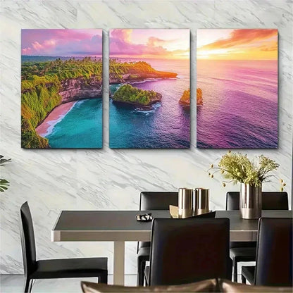 3pcs Bali Travel Nature Landscape Perfect Wall Art Set Canvas Framed 50x70cm - High Quality Print 100% Australian Made Wall Canvas Ready to Hang - Bella Home Decor