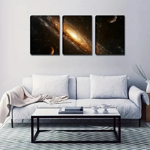 3pcs Endless Stars Diamond-Like Constellation Wall Art Set Canvas Unframed - High Quality Print 100% Australian Made Wall Canvas