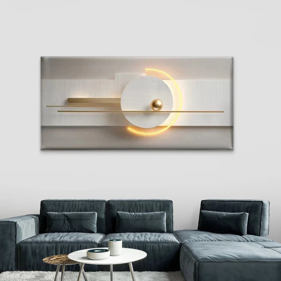Golden Accent & Golden Abstract Wall Art Canvas Office Home Room Framed 120x60cm