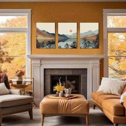 3pcs Sun Forest Abstract Nature Landscape Metal Print Ready to Hang Art