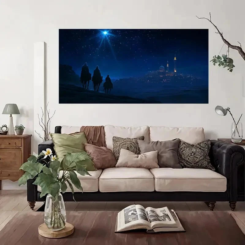 Night Journey Horsemen Star Wall Art Canvas Office Home Room Framed 120x60cm