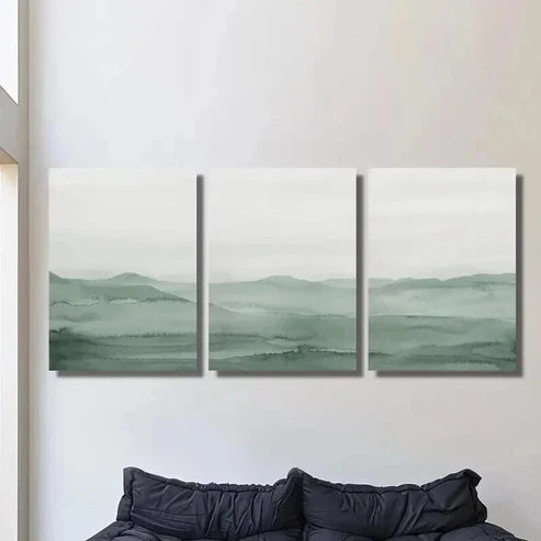 3pcs Sage Green Abstract Landscape Wall Art Set Canvas Unframed - High Quality Print 100% Australian Made Wall Canvas