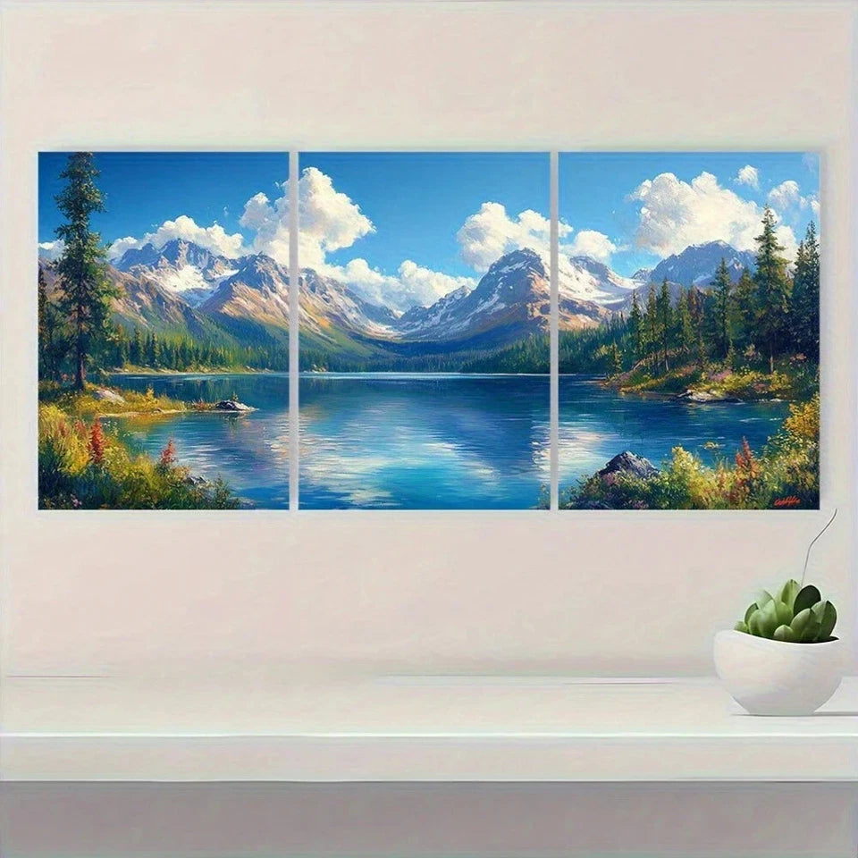 3pcs Serene Mountain & Forest Scenery Metal Print Ready to Hang Art - Bella Home Decor