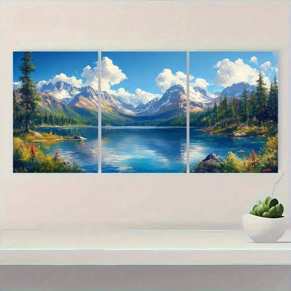 3pcs Serene Mountain & Forest Scenery Metal Print Ready to Hang Art - Bella Home Decor