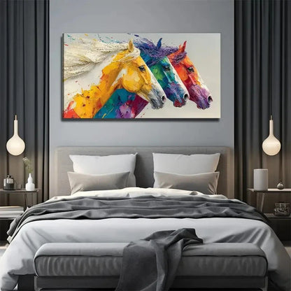 Horse Side Painting Perfect Wall Art Canvas Office Home Room Framed 120x60cm