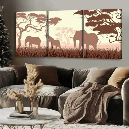 3pcs Elegant Elephant Migration Decoration Wall Art Canvas Unframed - High Quality Print 100% Australian Made Wall Canvas