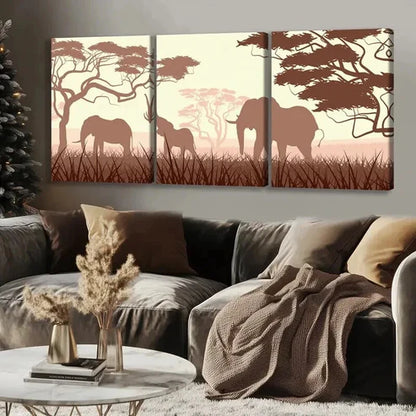 3pcs Elegant Elephant Migration Decoration Wall Art Canvas Unframed - High Quality Print 100% Australian Made Wall Canvas