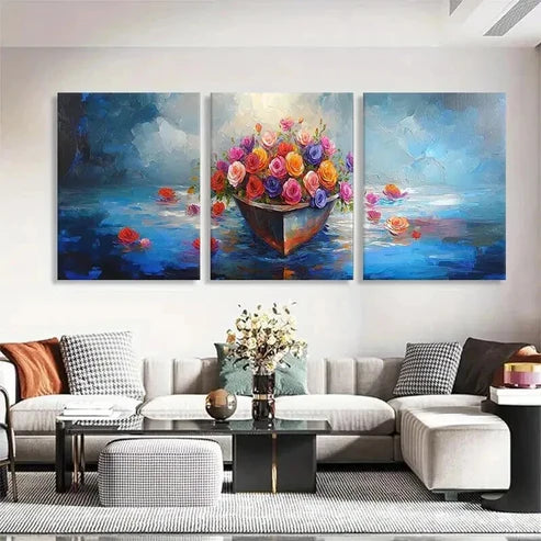 3pcs Colorful Flower Vibrant Floral Boat Perfect Wall Art Set Canvas Unframed - High Quality Print 100% Australian Made Wall Canvas (Copy)