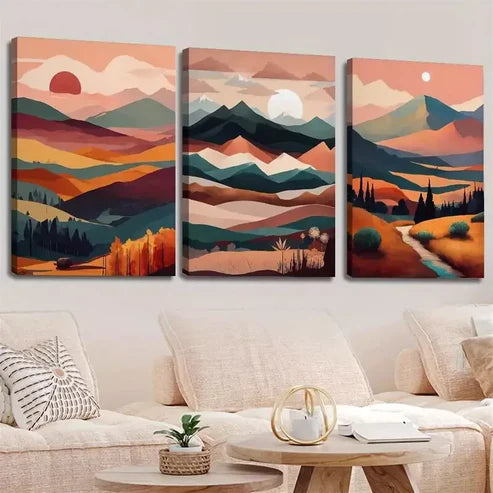 3pcs Modern Sunset Landscape Decoration Wall Art Canvas Unframed - High Quality Print 100% Australian Made Wall Canvas