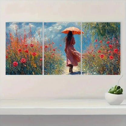 3pcs  Morning Stroll in the Gardens BV   Wall Art Set Canvas Framed 40x60cm - High Quality Print 100% Australian Made Wall Canvas Ready to Hang - Bella Home Decor
