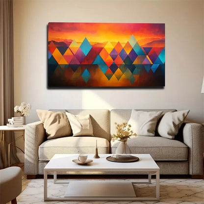 Vibrant Sunset Mountain Color Wall Artc Canvas Office Home Room Framed 120x60cm