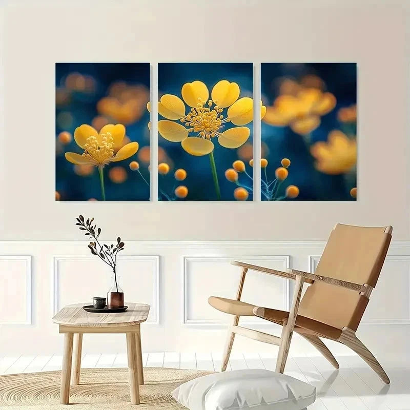 3pcs Fennel Flower Nature Perfect Wall Art Set Canvas Framed 50x70cm - High Quality Print 100% Australian Made Wall Canvas Ready to Hang