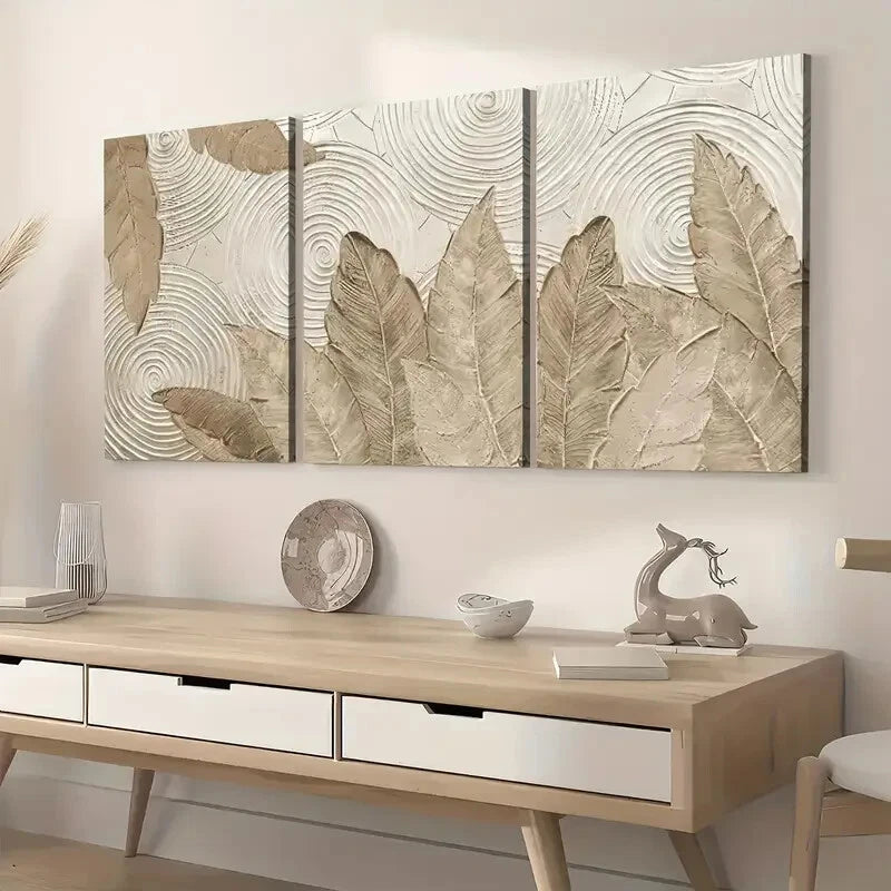 3pcs Abstract Plant Leaves Simple Perfect Wall Art Set Canvas Framed 40x60cm - High Quality Print 100% Australian Made Wall Canvas Ready to Hang - Bella Home Decor
