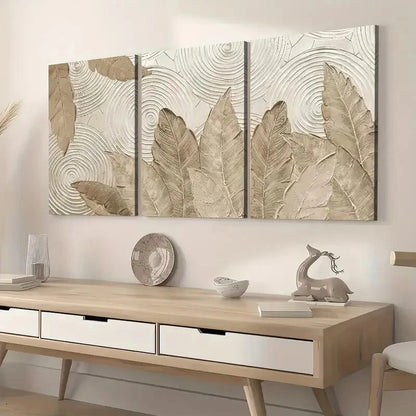 3pcs Abstract Plant Leaves Simple Perfect Wall Art Set Canvas Framed 40x60cm - High Quality Print 100% Australian Made Wall Canvas Ready to Hang - Bella Home Decor