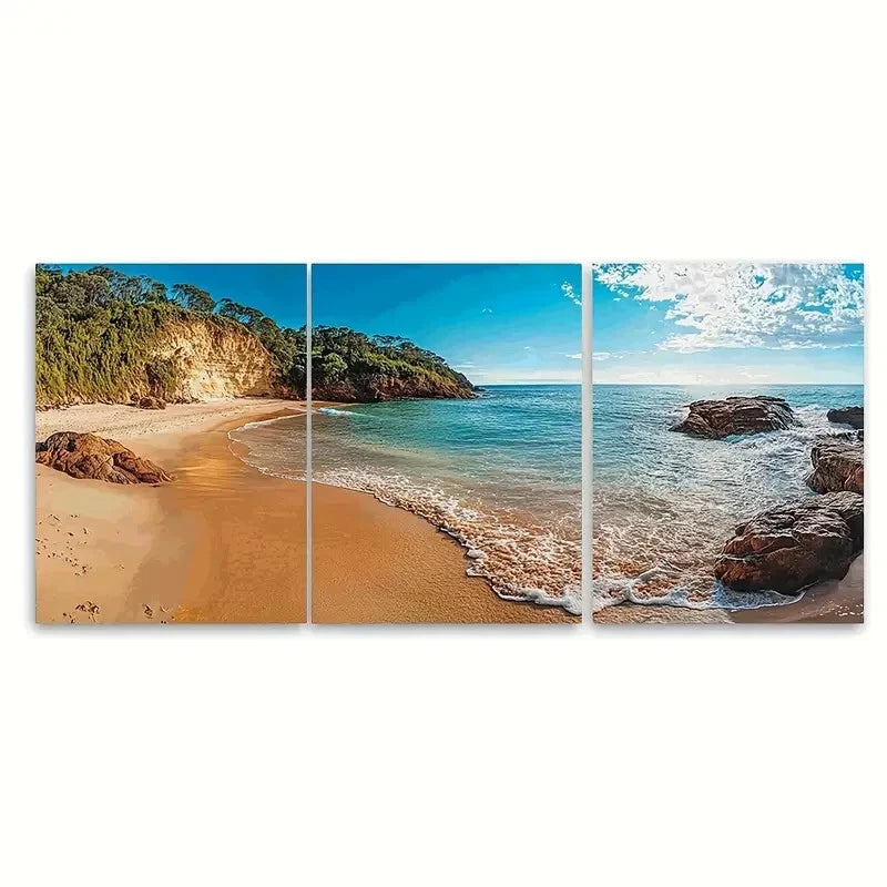 3pcs Lorne Beach Australian Travel place  Wall Art Set Canvas Framed 50x70cm - High Quality Print 100% Australian Made Wall Canvas Ready to Hang