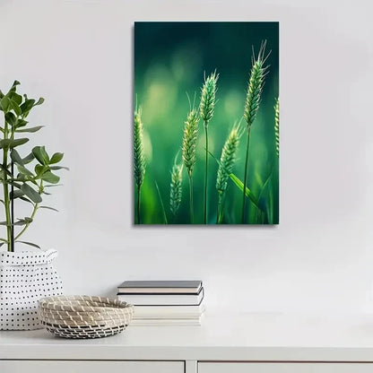 Emerald Green Wheat Grass Vibrant Natural Meadow 40x60cm Metal Print Ready to Hang - Bella Home Decor