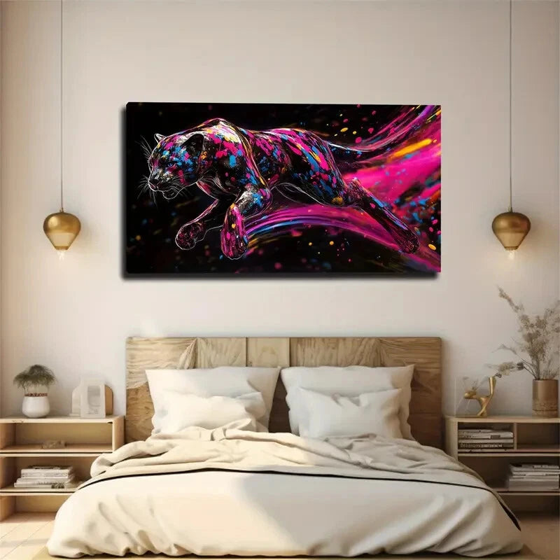 Vibrant Pink Blue Swirl Design Wall Art Canvas Office Home Room Framed 120x60cm - Bella Home Decor