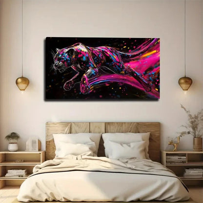 Vibrant Pink Blue Swirl Design Wall Art Canvas Office Home Room Framed 120x60cm - Bella Home Decor