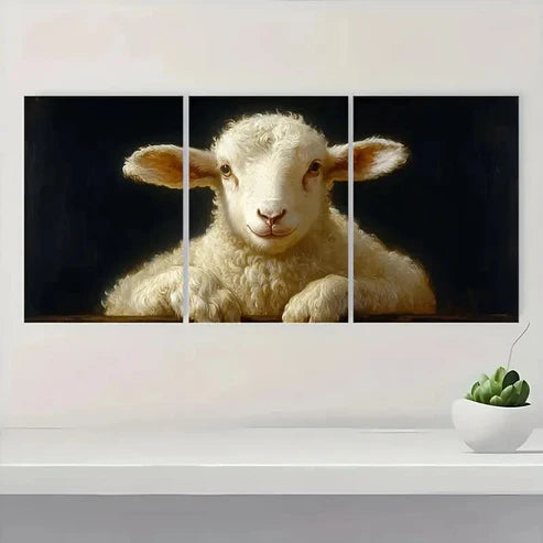 3pcs Francisco de Zurbaran Agnus B Wall Art Set Canvas Unframed - High Quality Print 100% Australian Made Wall Canvas