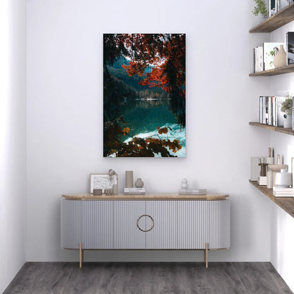 Brown Green Trees Beside River Daytime 40x60cm Metal Print Ready to Hang