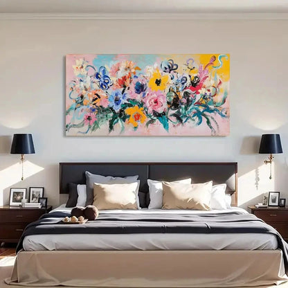 Abstract Floral Vibrant Modern Wall Art Canvas Office Home Room Framed 120x60cm - Bella Home Decor
