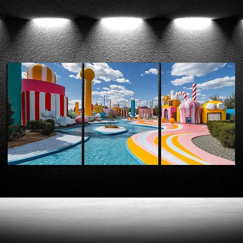 3pcs Ice Cream Candy Paradise Metal Print Ready to Hang Art