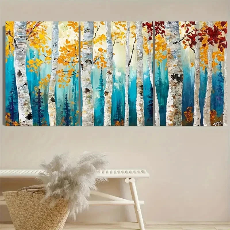 3pcs Birch Tree Forest Aspen Trees Art Wabi Sabi Wall Art Set Canvas Framed 50x70cm - High Quality Print 100% Australian Made Wall Canvas Ready to Hang - Bella Home Decor