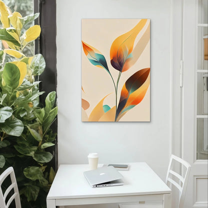 Vibrant Abstract Botanical Leaves Fluid Plant 40x60cm Metal Print Ready to Hang