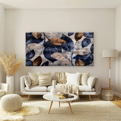 Modern Floral Geometry Gold Wall Art Canvas Office Home Room Framed 120x60cm - Bella Home Decor