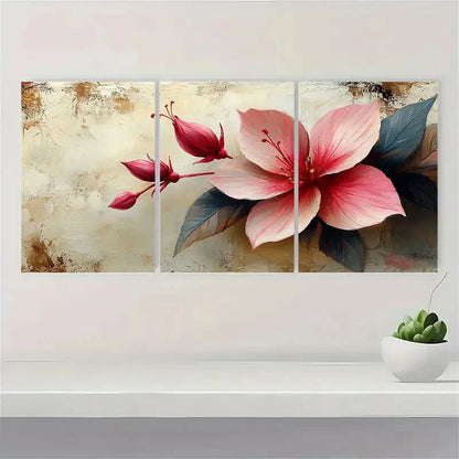 3pcs Fuchsia Flower Beige Fuchsia Perfect Wall Art Set Canvas Framed 40x60cm - High Quality Print 100% Australian Made Wall Canvas Ready to Hang - Bella Home Decor