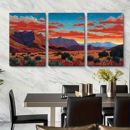 3pcs Desert & Mountain Landscape Décor Perfect Wall Art Canvas Unframed - High Quality Print 100% Australian Made Wall Canvas - Bella Home Decor
