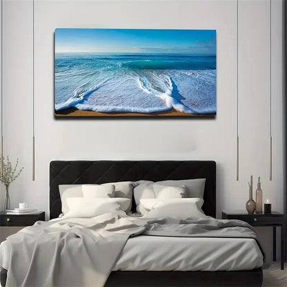 Waves Seascape Vibrant Wall Art Canvas Office Home Room Framed 120x60cm