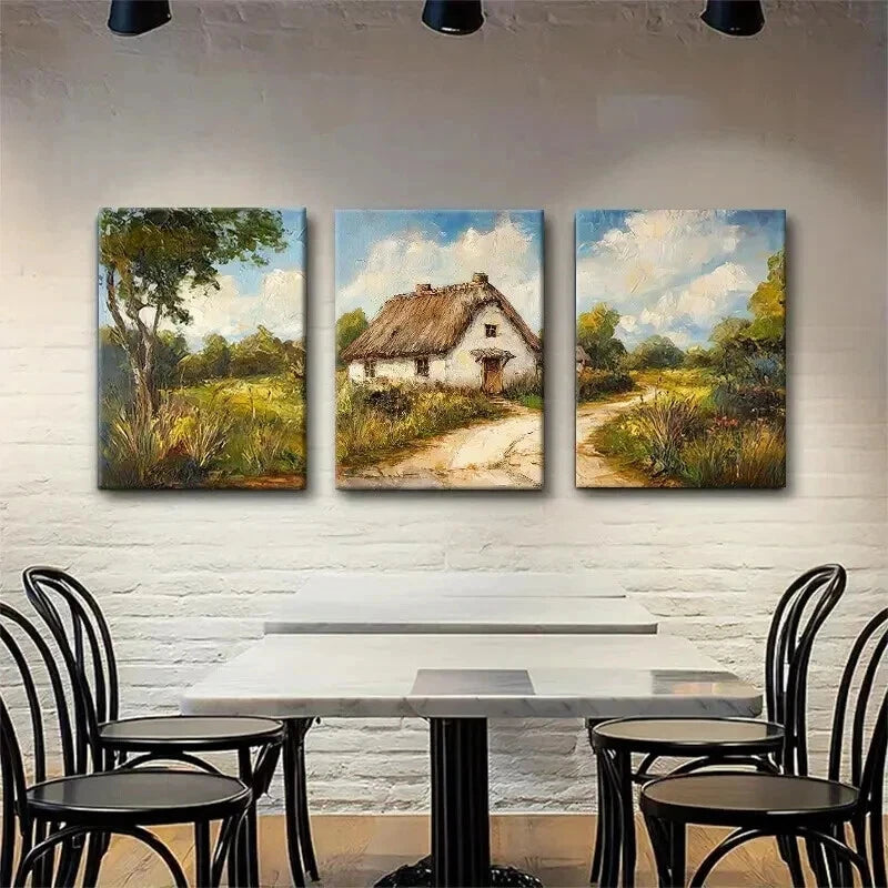3pcs Rustic Countryside Charming Cottage Perfect Wall Art Set Canvas Framed 60x90cm - High Quality Print 100% Australian Made Wall Canvas Ready to Hang - Bella Home Decor